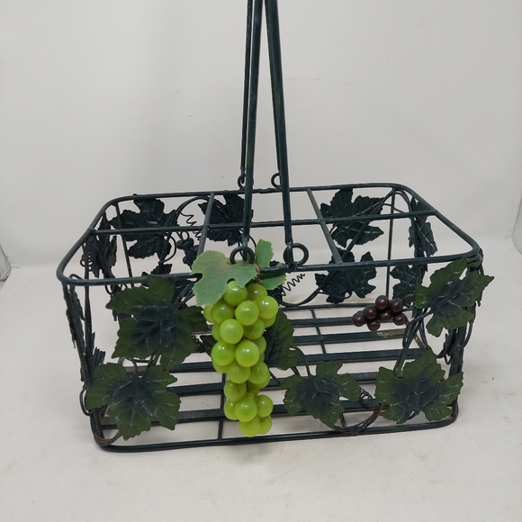 Wrought Iron Wine Basket 6 Bottle Caddy Leaf Grape Ivy Storage Decorative Tuscan - Picture 2 of 12